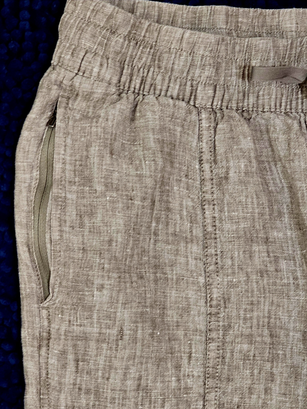 Athleta Retreat Linen Jogger Pants Women SP Sm Petite Taupe Zipper Pockets Zip - Picture 4 of 14